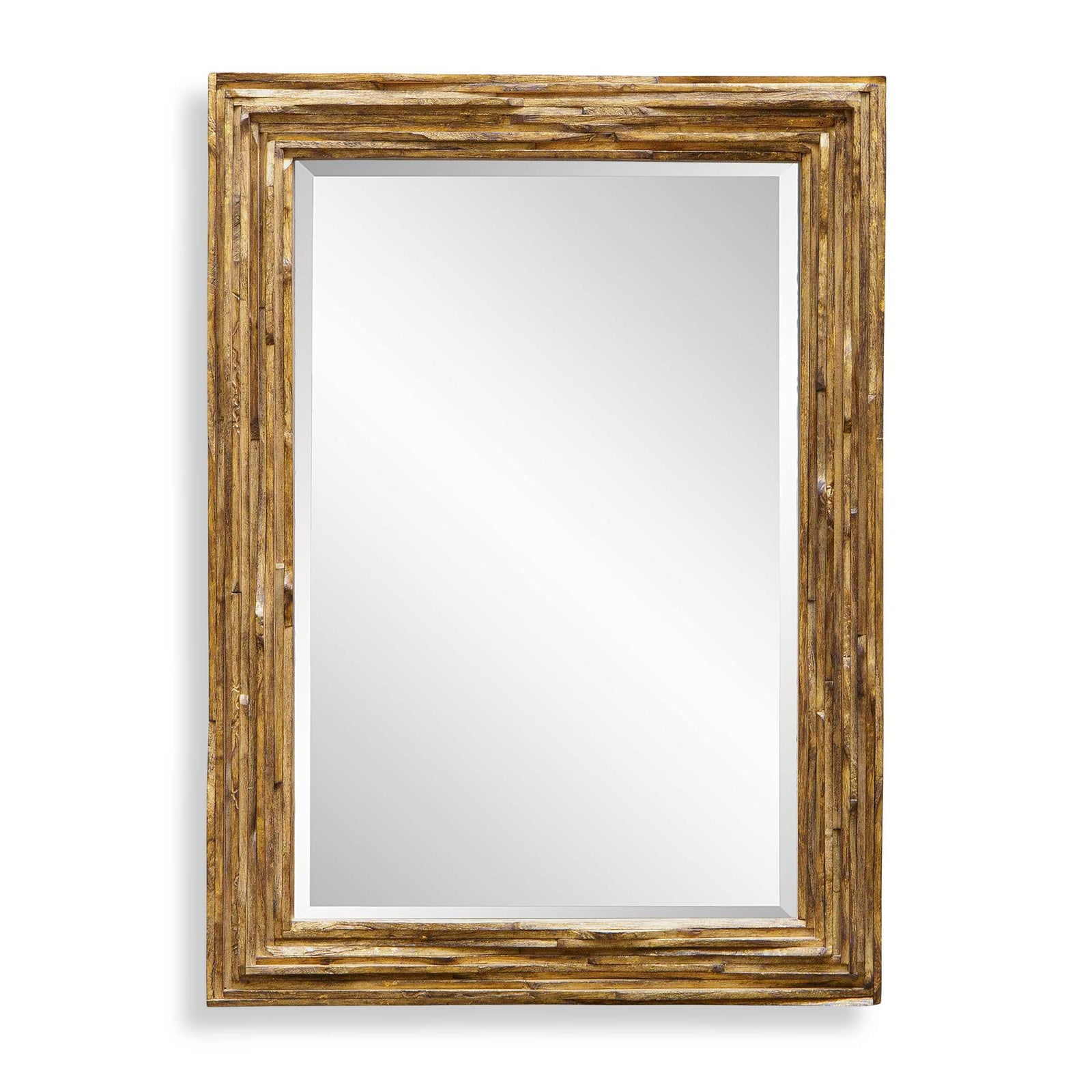 American Home Furniture Uttermost Overlap Teak Wood Mirror