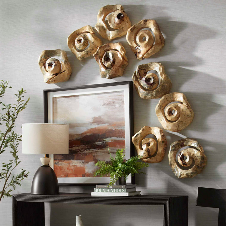 American Home Furniture Uttermost Corkscrew Wood Wall Decor Set of 9