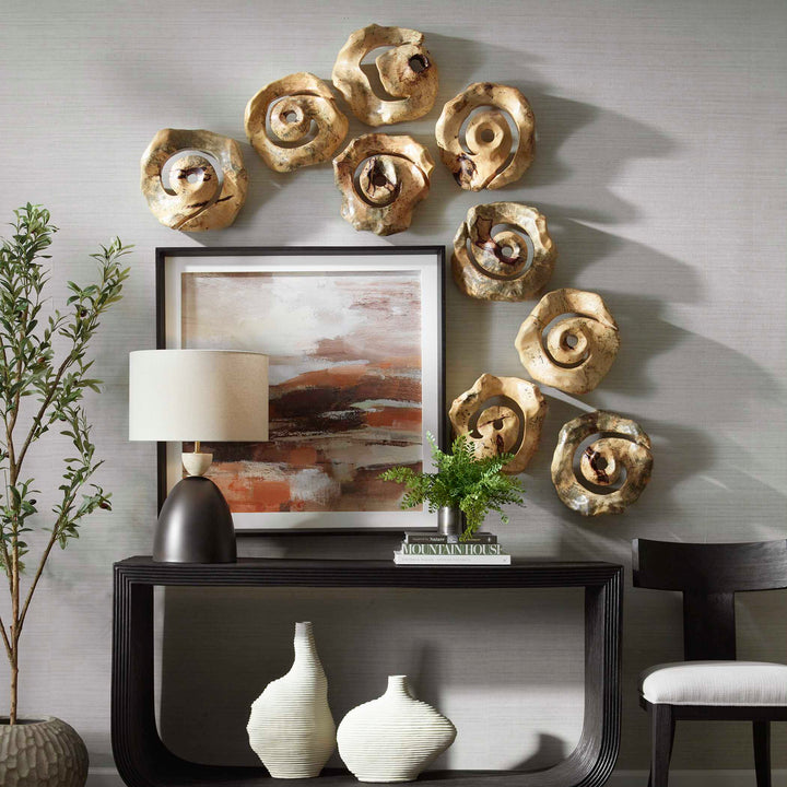 American Home Furniture Uttermost Corkscrew Wood Wall Decor Set of 9