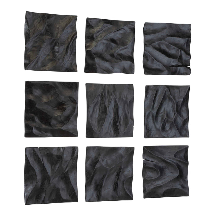 American Home Furniture Uttermost Malosi Black Wood Wall Decor Set of 9