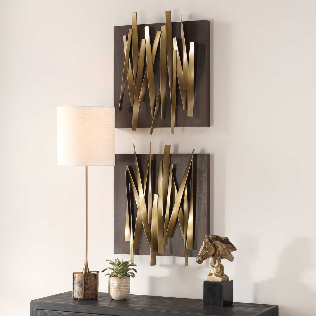 American Home Furniture Uttermost Crosshatch Metal Wall Decor Set of 2