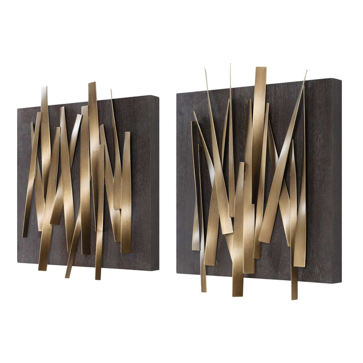 American Home Furniture Uttermost Crosshatch Metal Wall Decor Set of 2