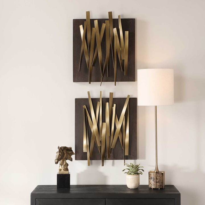 American Home Furniture Uttermost Crosshatch Metal Wall Decor Set of 2
