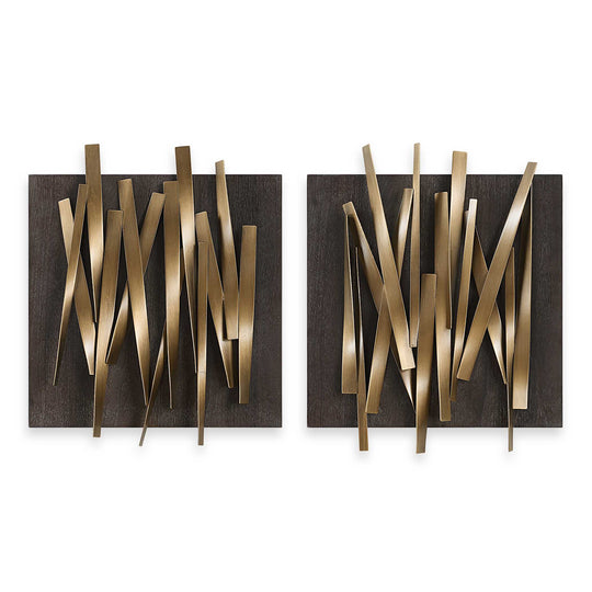 American Home Furniture Uttermost Crosshatch Metal Wall Decor Set of 2