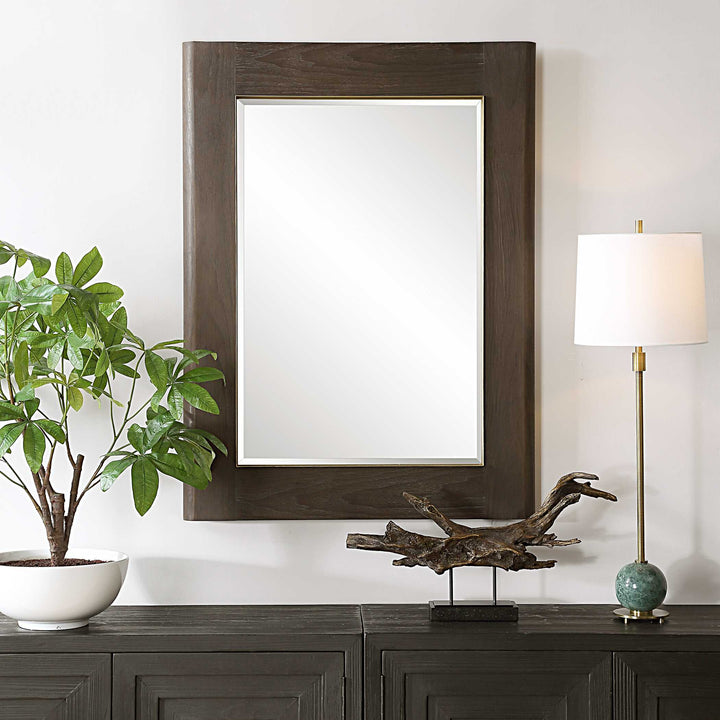 American Home Furniture Uttermost Catron Aged Walnut Mirror