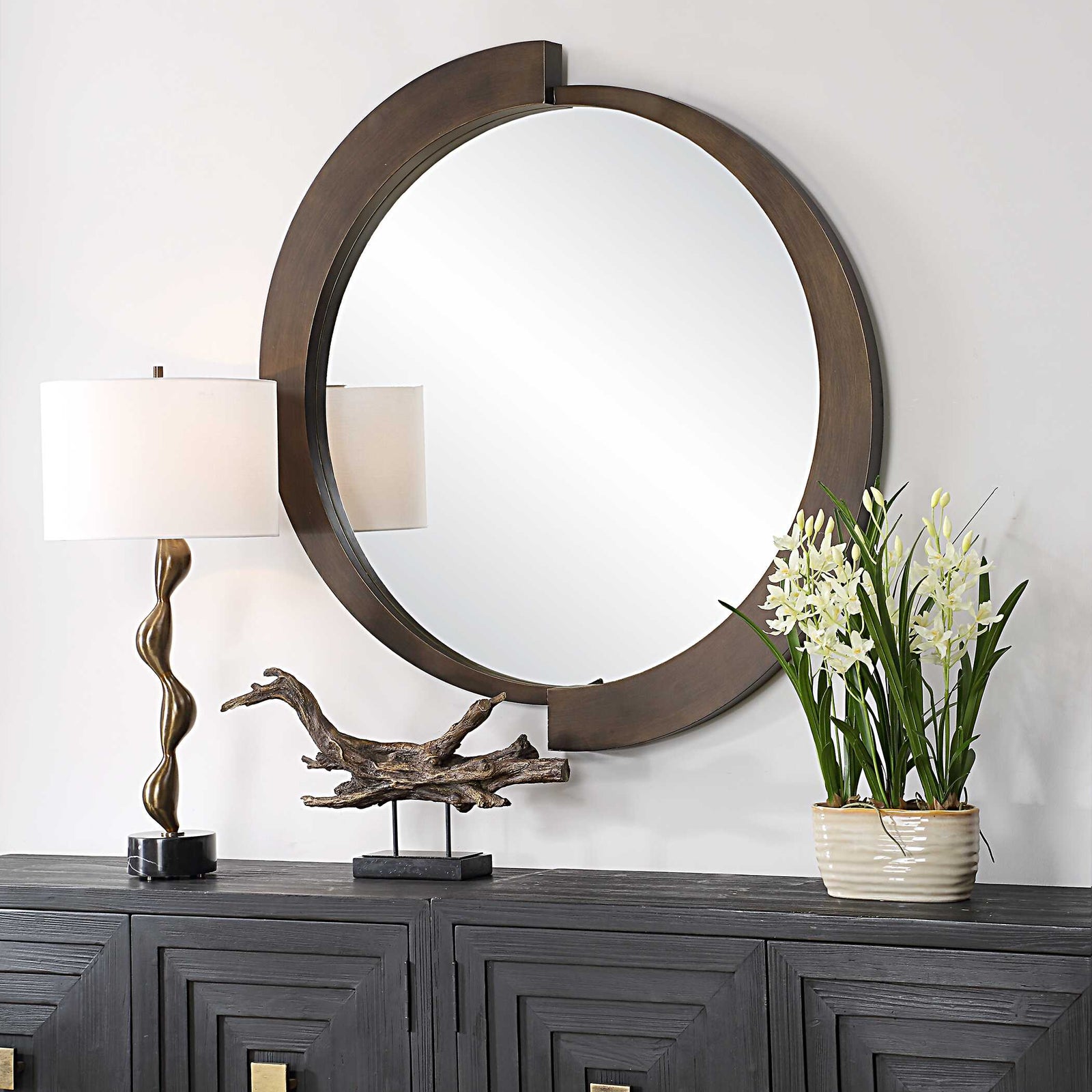 American Home Furniture Uttermost Reverse Round Mirror