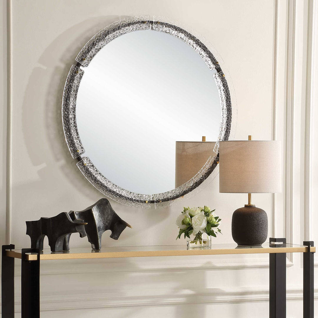 American Home Furniture Uttermost Crystalline Round Mirror
