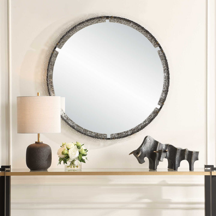 American Home Furniture Uttermost Crystalline Round Mirror