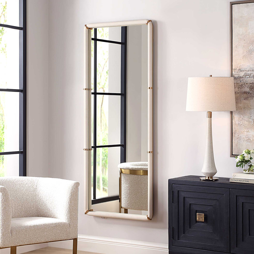 American Home Furniture Uttermost Cyprus White Dressing Mirror