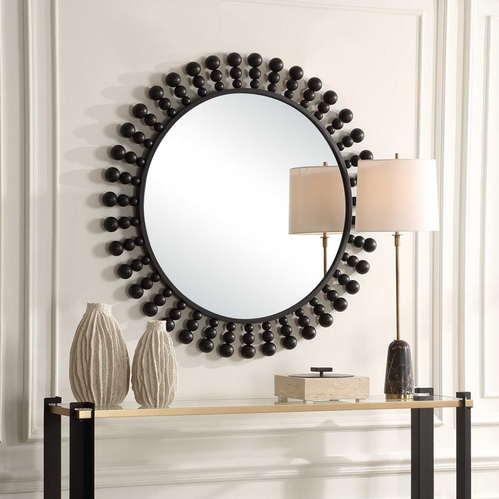 American Home Furniture Uttermost Aziel Round Black Mirror
