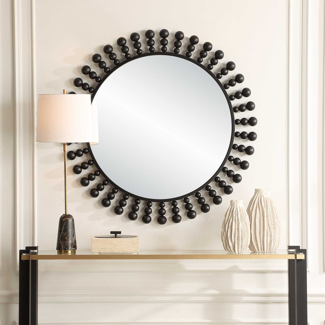 American Home Furniture Uttermost Aziel Round Black Mirror