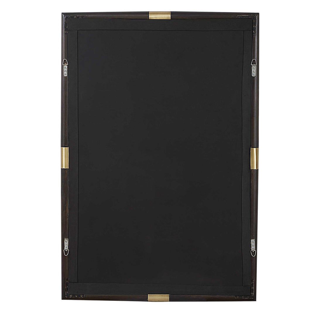 American Home Furniture Uttermost Larkin Dark Wood & Brass Mirror