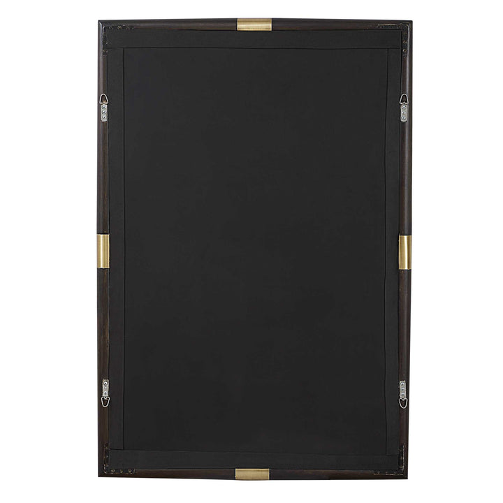 American Home Furniture Uttermost Larkin Dark Wood & Brass Mirror