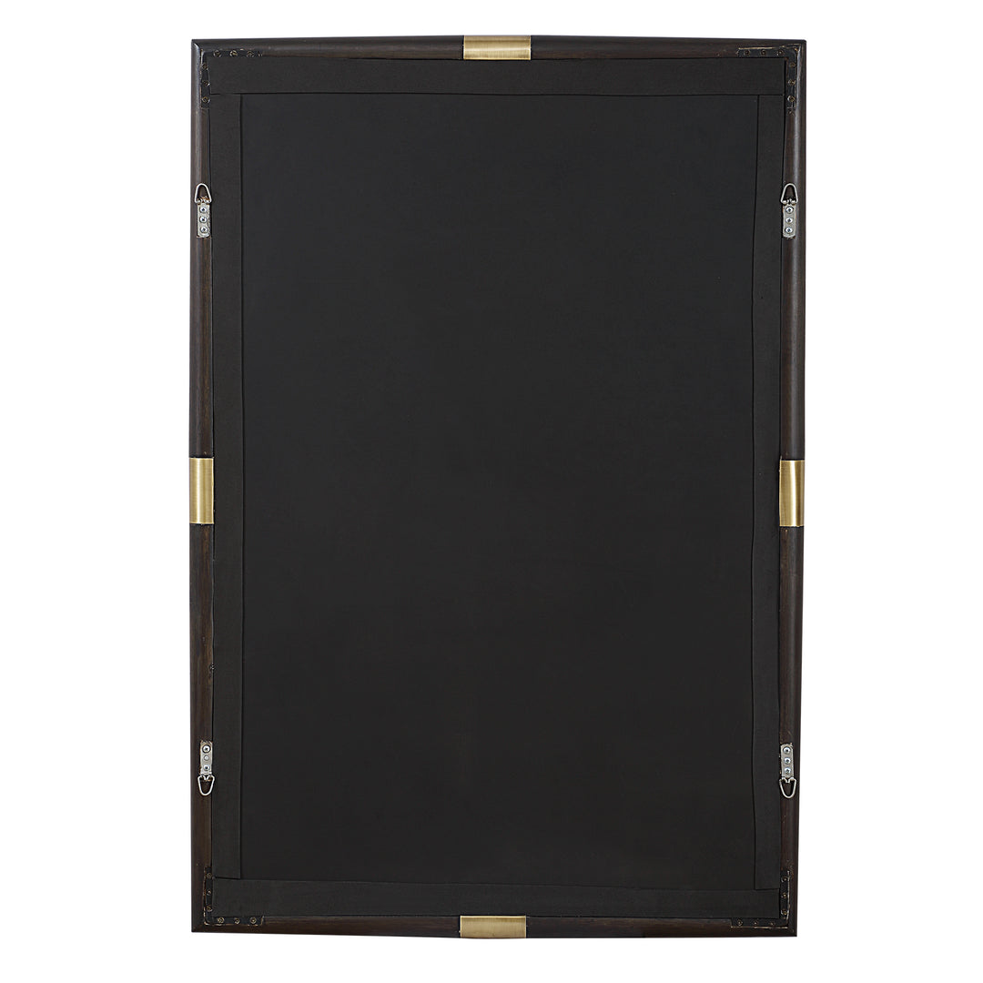 American Home Furniture Uttermost Larkin Dark Wood & Brass Mirror