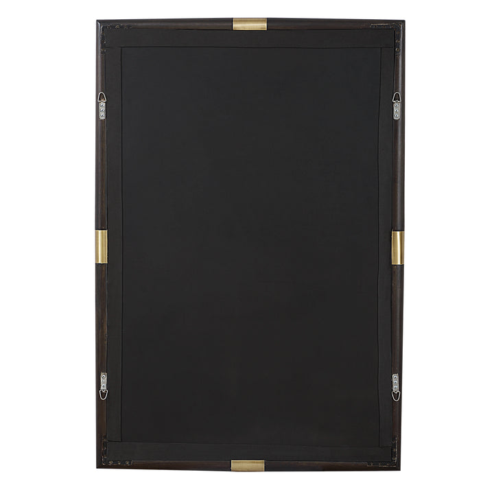 American Home Furniture Uttermost Larkin Dark Wood & Brass Mirror