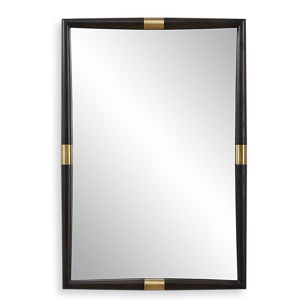 Larkin Dark Wood & Brass Mirror - AmericanHomeFurniture