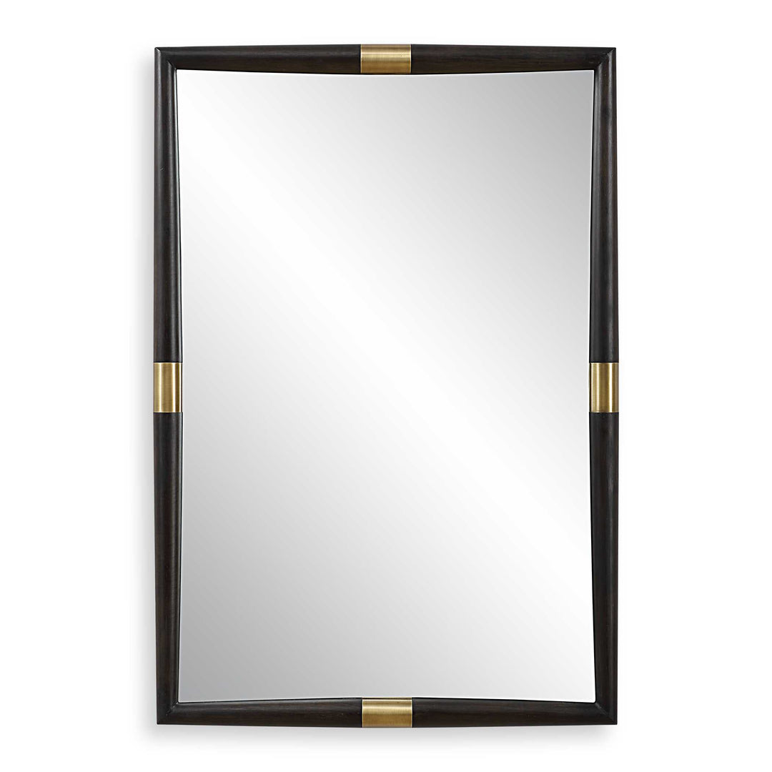 American Home Furniture Uttermost Larkin Dark Wood & Brass Mirror