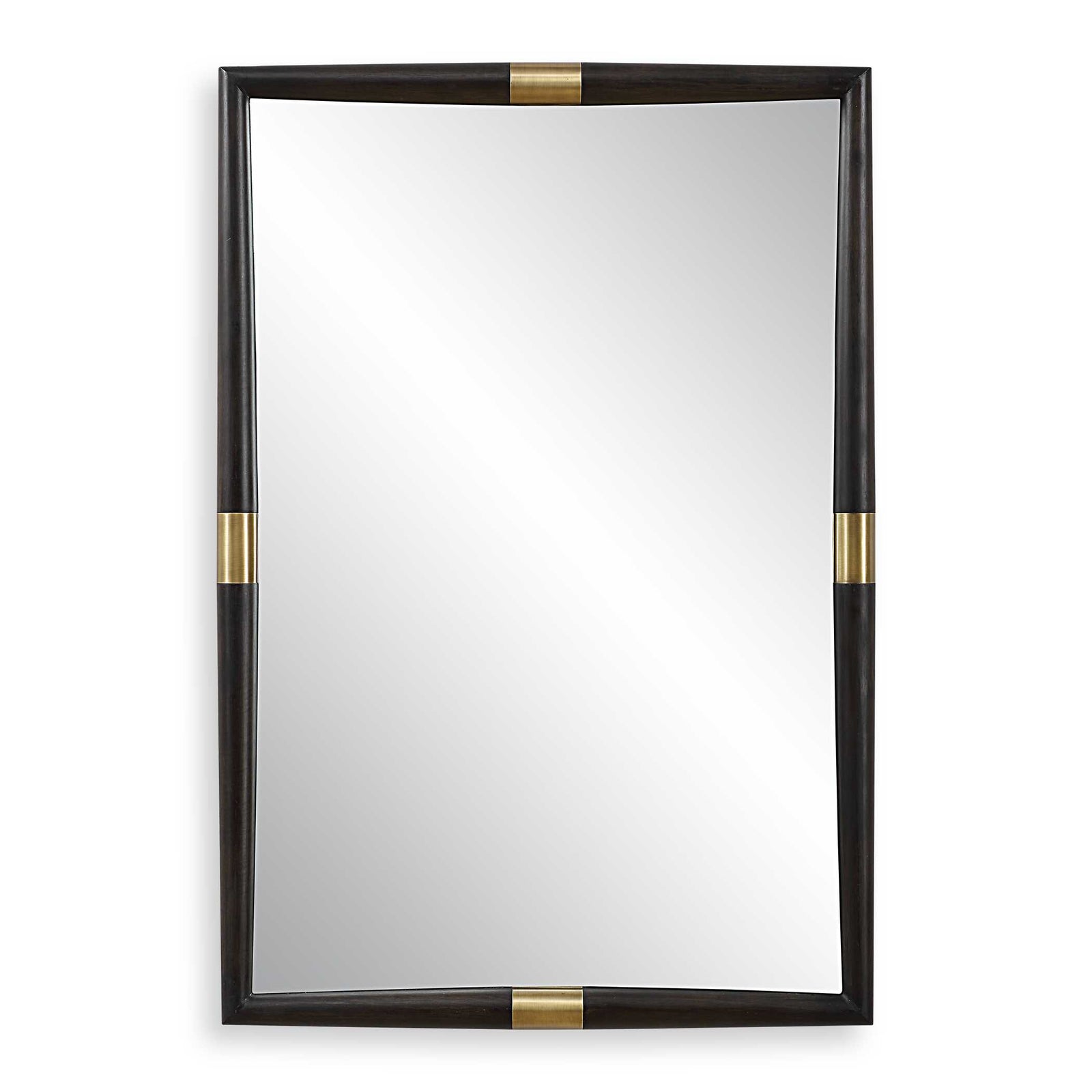 American Home Furniture Uttermost Larkin Dark Wood & Brass Mirror