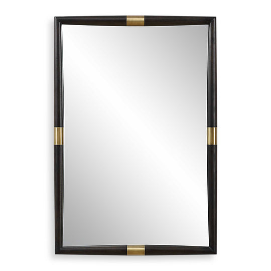 American Home Furniture Uttermost Larkin Dark Wood & Brass Mirror