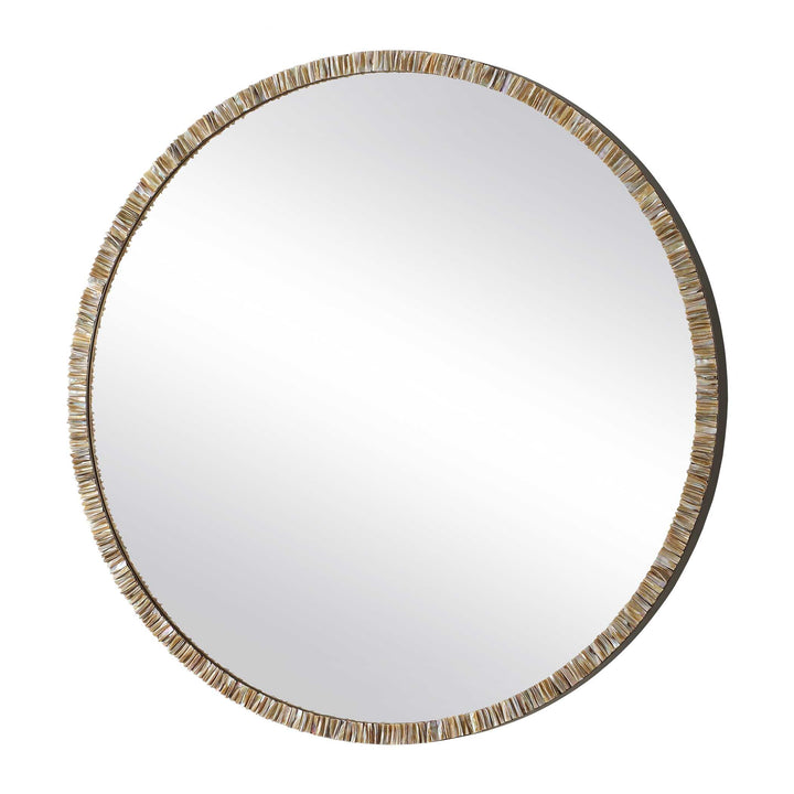 American Home Furniture Uttermost Odeon Shell Inlay Round Mirror
