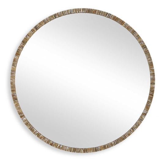American Home Furniture Uttermost Odeon Shell Inlay Round Mirror