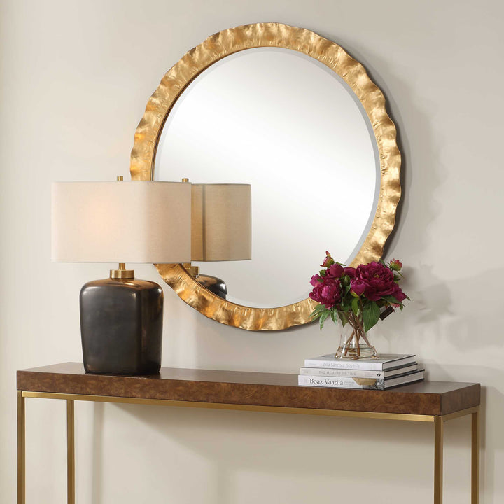American Home Furniture Uttermost Haya Round Gold Mirror