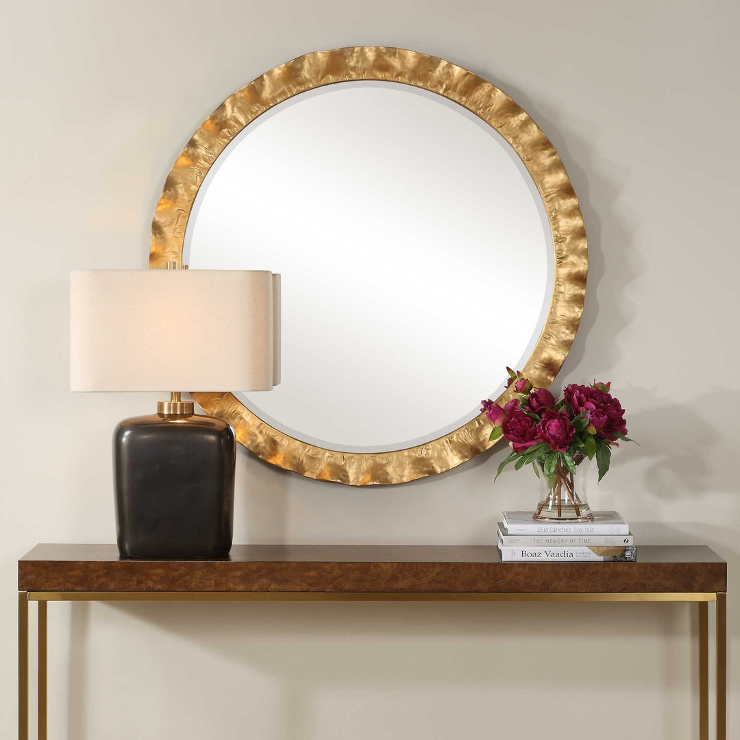 American Home Furniture Uttermost Haya Round Gold Mirror