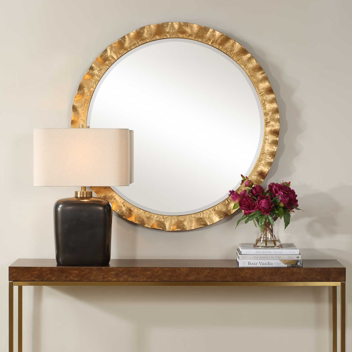 American Home Furniture Uttermost Haya Round Gold Mirror