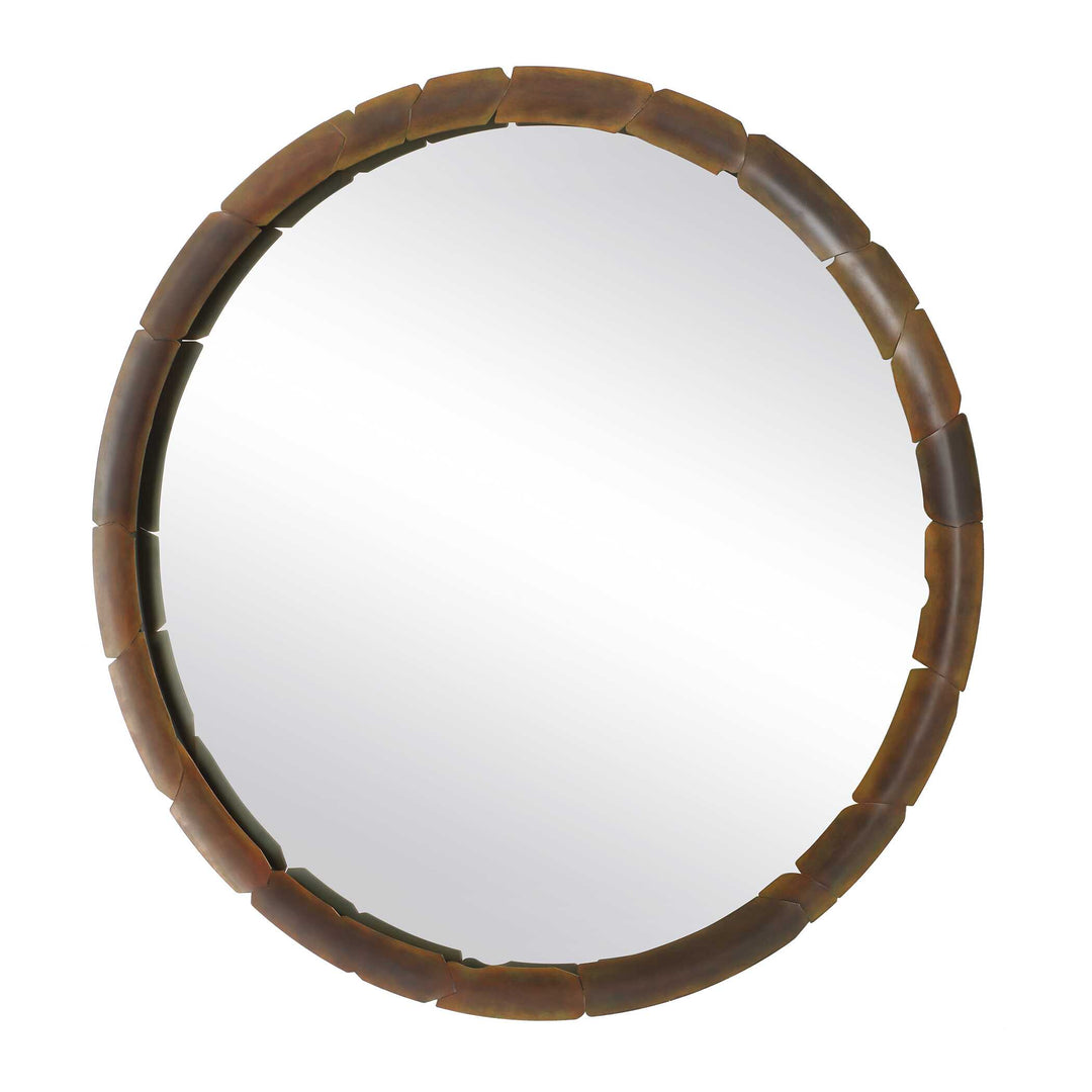American Home Furniture Uttermost Auger Amber Glass Round Mirror
