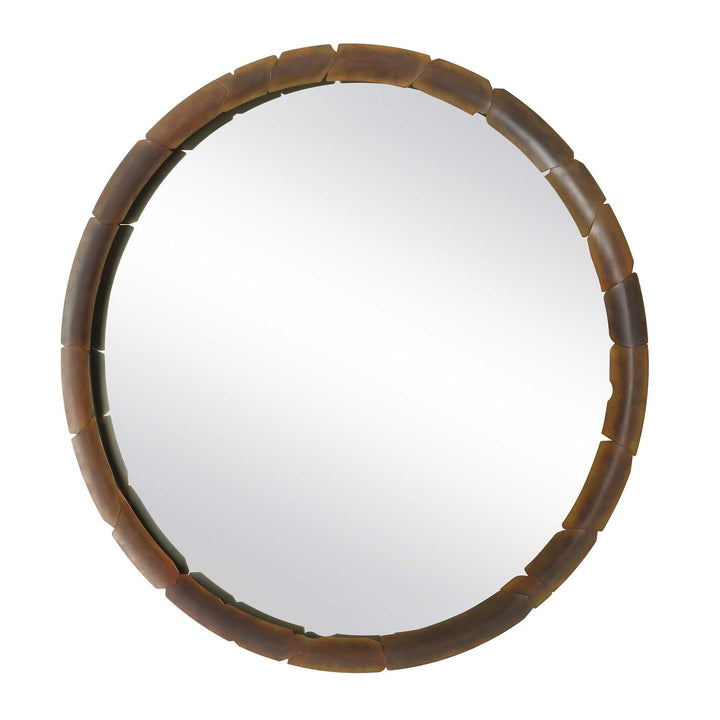 American Home Furniture Uttermost Auger Amber Glass Round Mirror