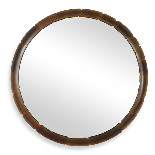 American Home Furniture Uttermost Auger Amber Glass Round Mirror