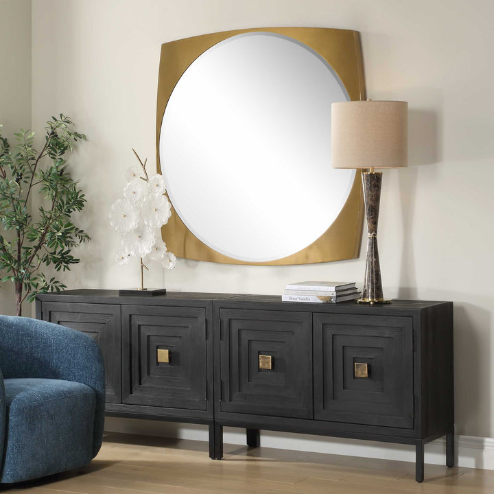 American Home Furniture Uttermost Neilia Round Brass Mirror
