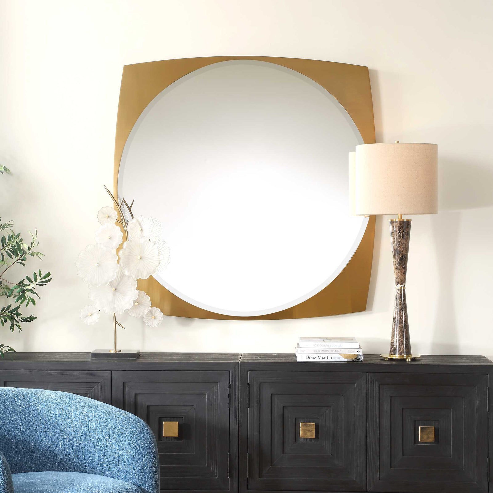 American Home Furniture Uttermost Neilia Round Brass Mirror