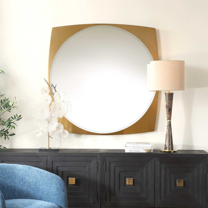 American Home Furniture Uttermost Neilia Round Brass Mirror