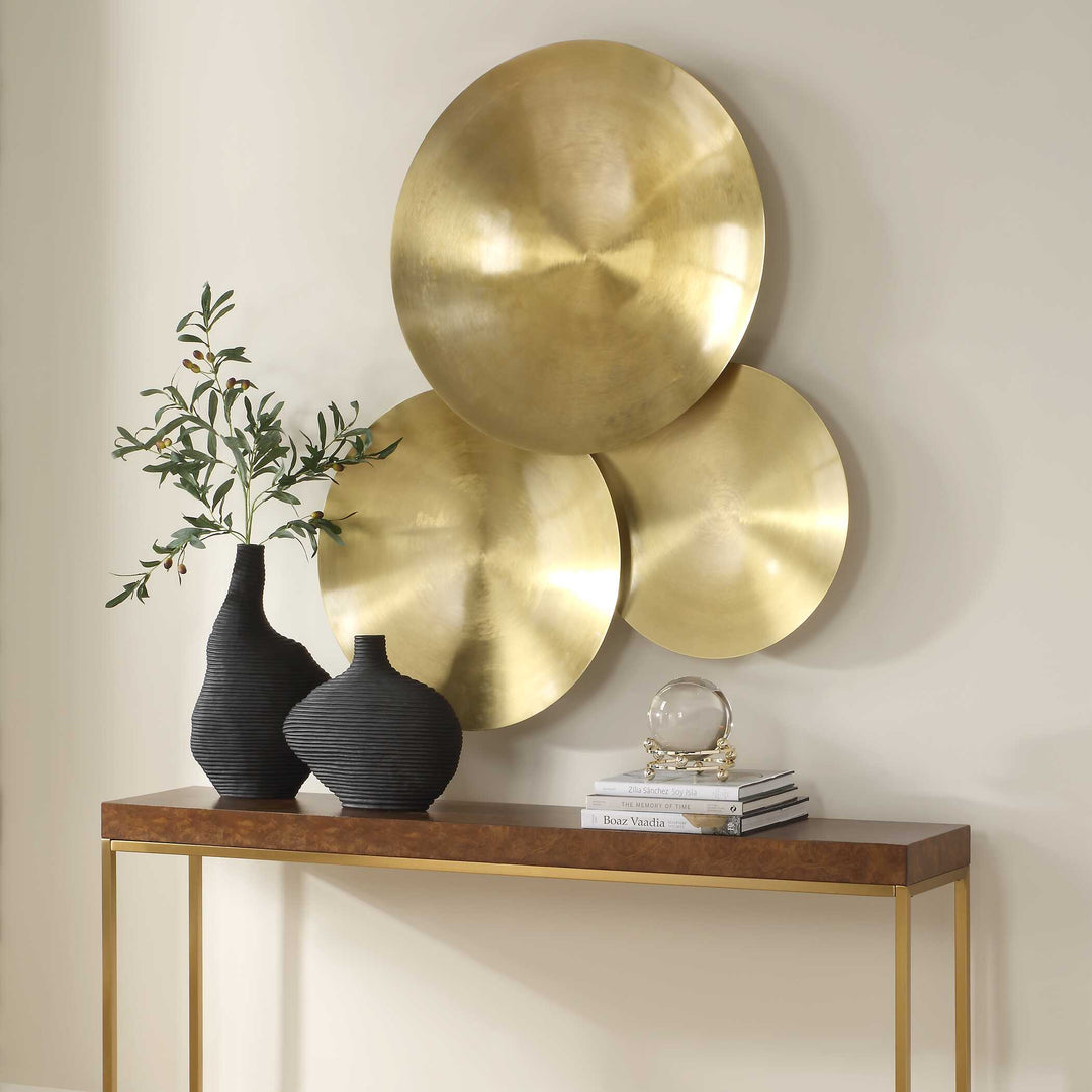 American Home Furniture Uttermost Cymbalic Round Brass Wall Art Set of 3