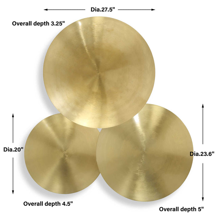 American Home Furniture Uttermost Cymbalic Round Brass Wall Art Set of 3