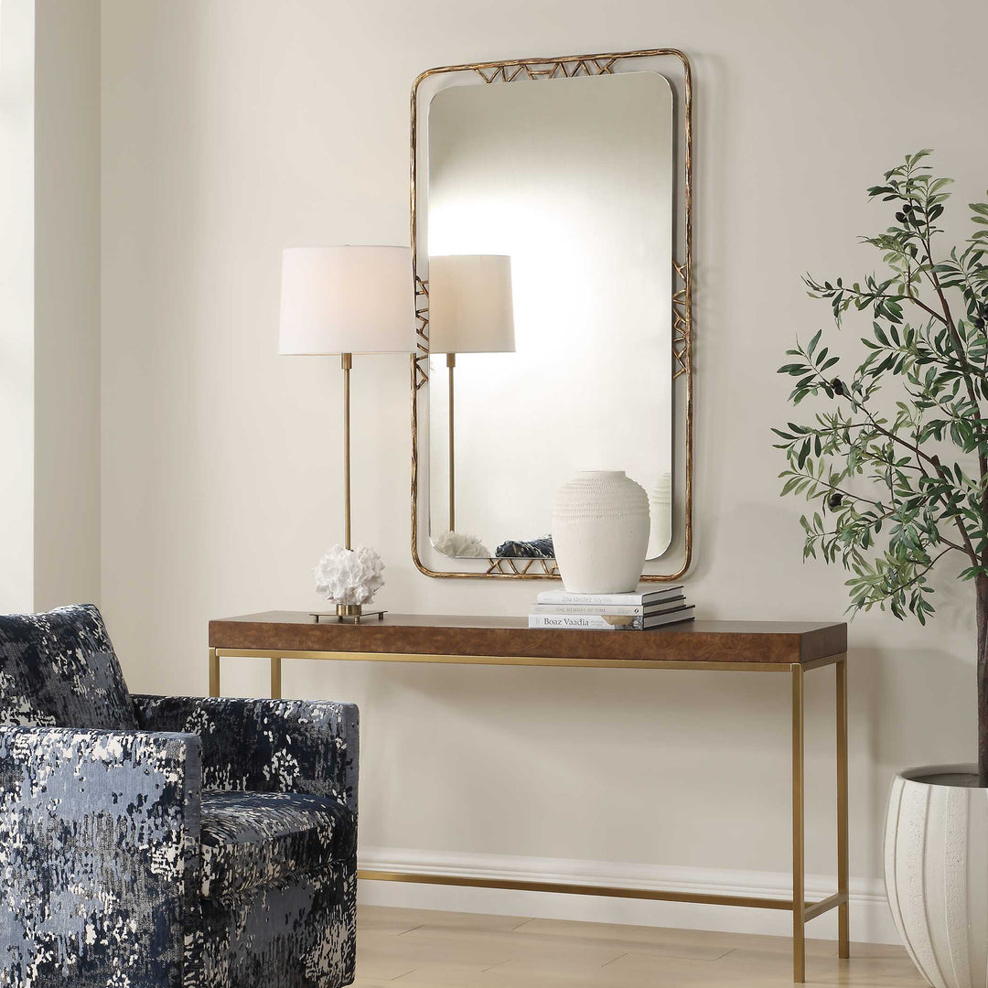American Home Furniture Uttermost Tahoma Antiqued Gold Mirror