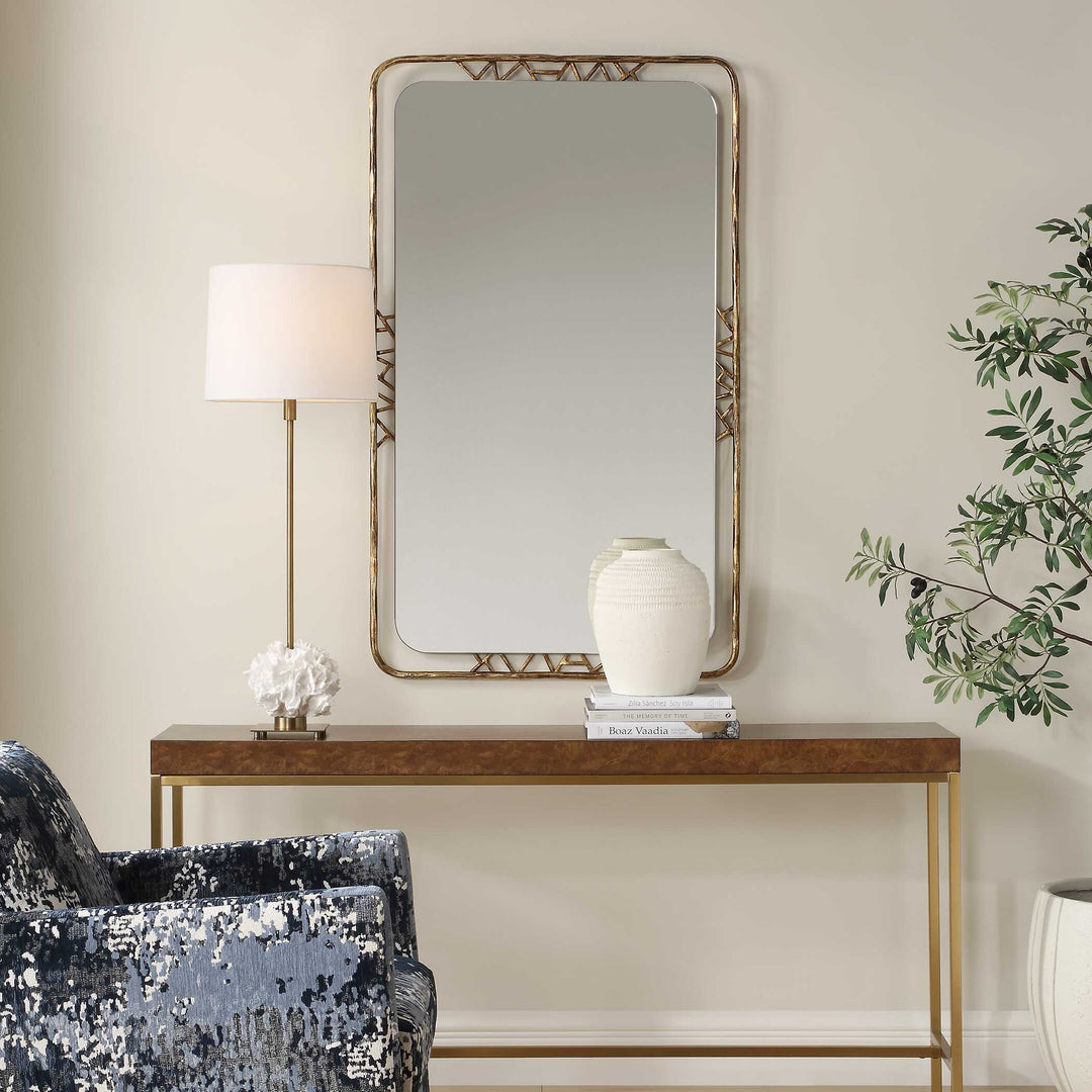 American Home Furniture Uttermost Tahoma Antiqued Gold Mirror