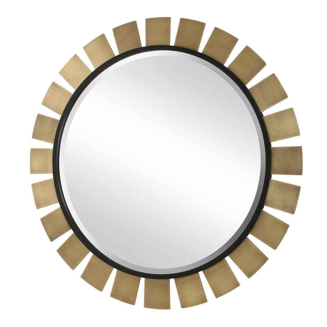 American Home Furniture Uttermost Toluca Round Brass Mirror