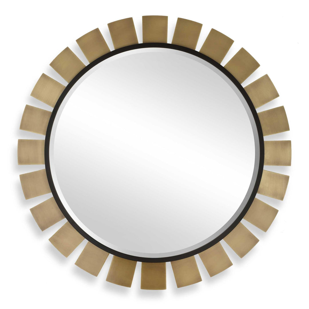 Toluca Round Brass Mirror - AmericanHomeFurniture