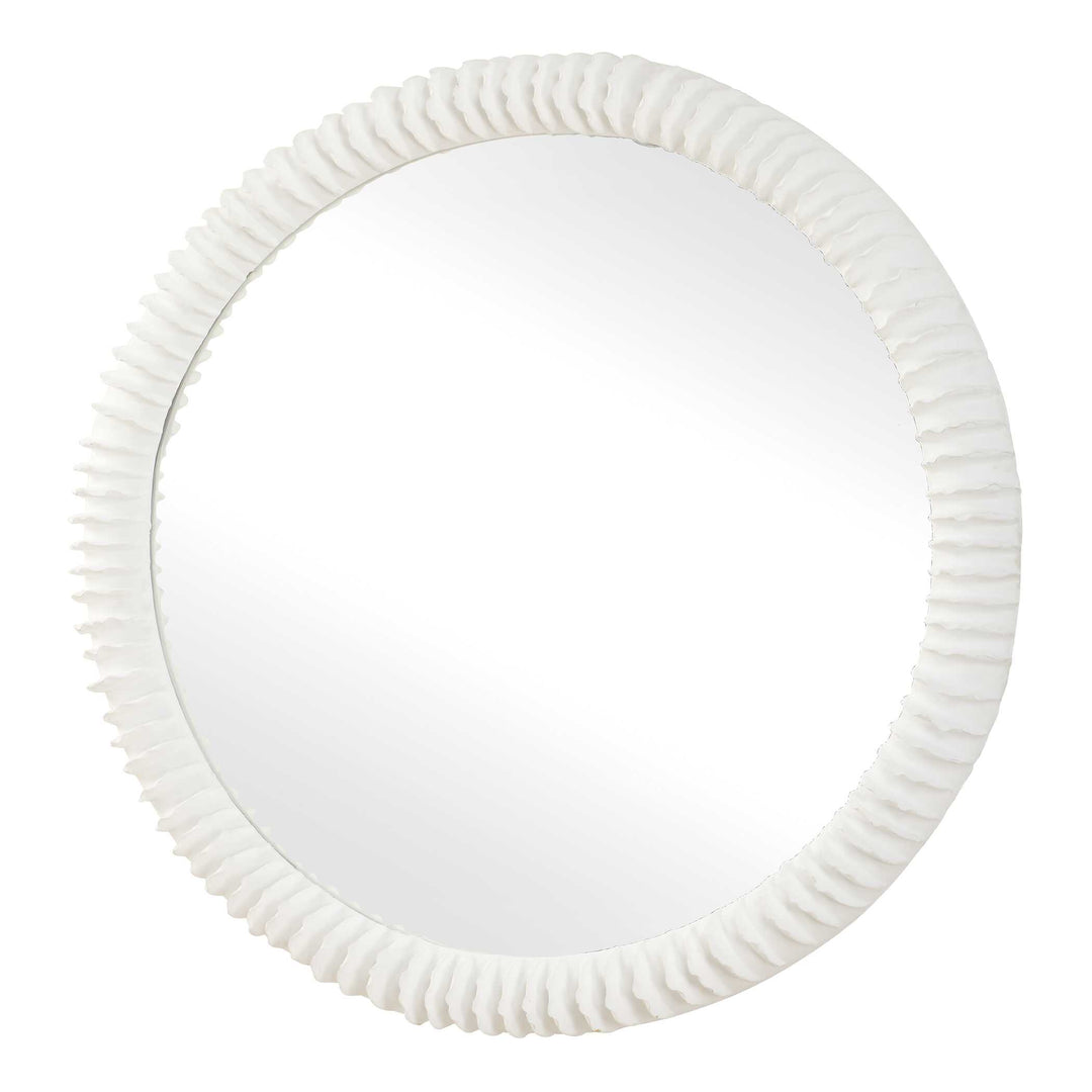 American Home Furniture Uttermost Akiko White Round Mirror