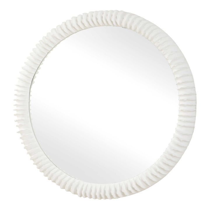 American Home Furniture Uttermost Akiko White Round Mirror