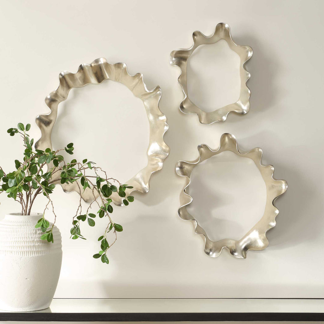 American Home Furniture Uttermost Ripple Effect Silver Wall Art Set of 3