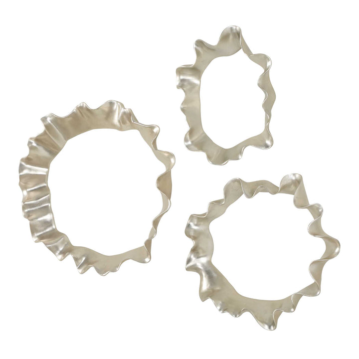 American Home Furniture Uttermost Ripple Effect Silver Wall Art Set of 3