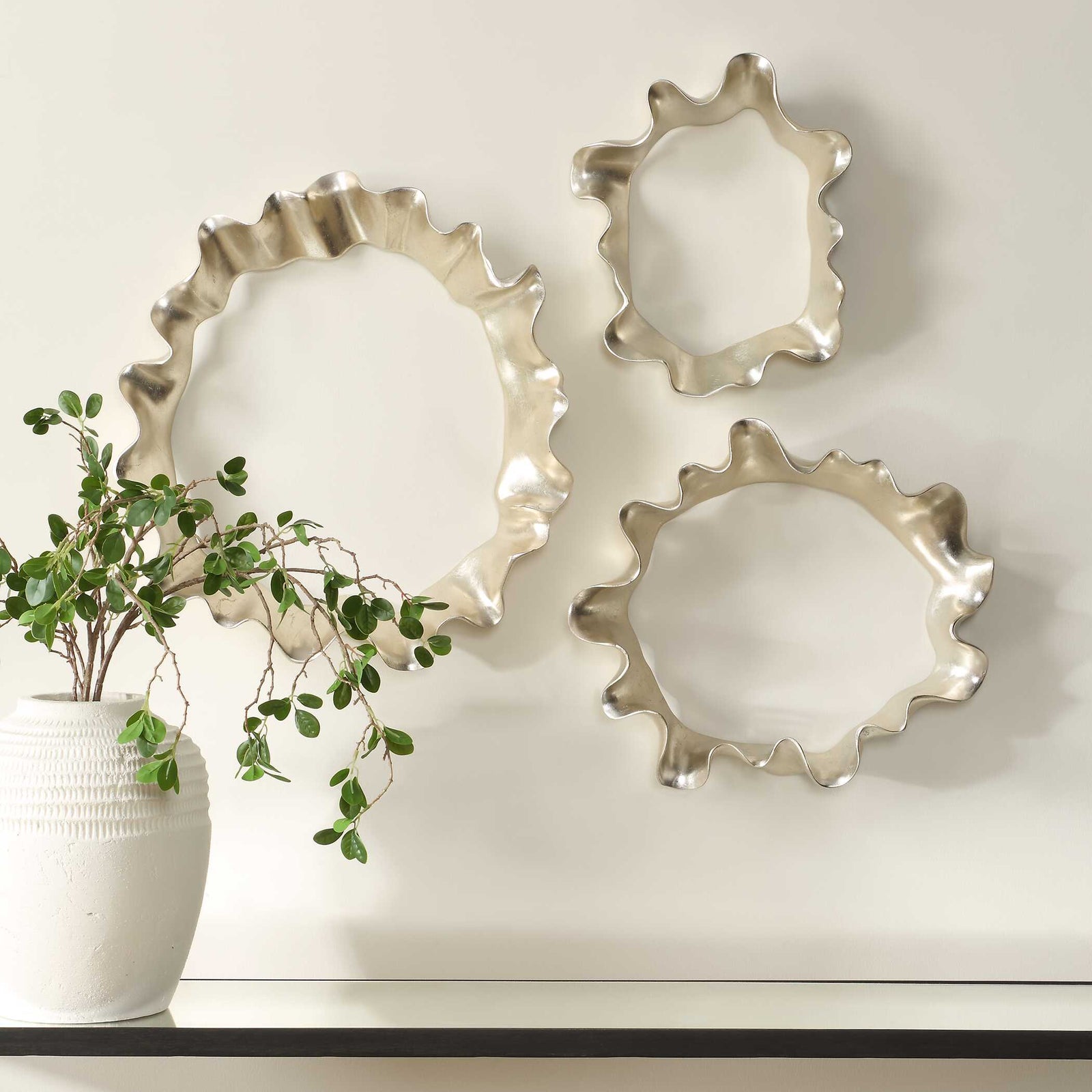 American Home Furniture Uttermost Ripple Effect Silver Wall Art Set of 3