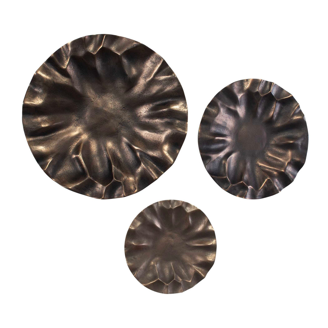 American Home Furniture Uttermost Peonia Outdoor Bronze Wall Art Set of 3
