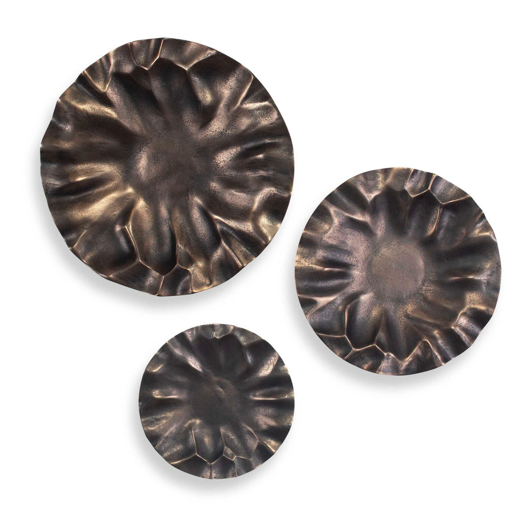 Peonia Outdoor Bronze Wall Art - Set of 3 - AmericanHomeFurniture