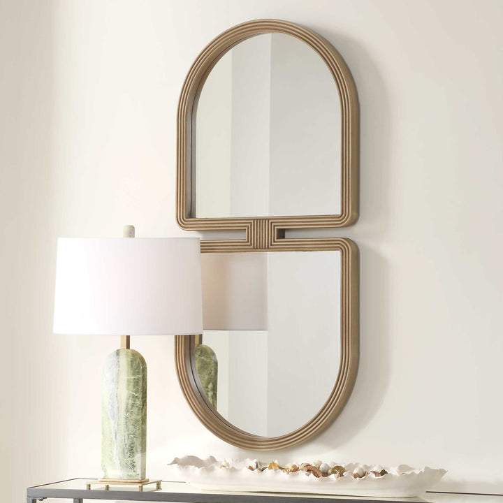 American Home Furniture Uttermost Jacques Art Deco Gold Mirror