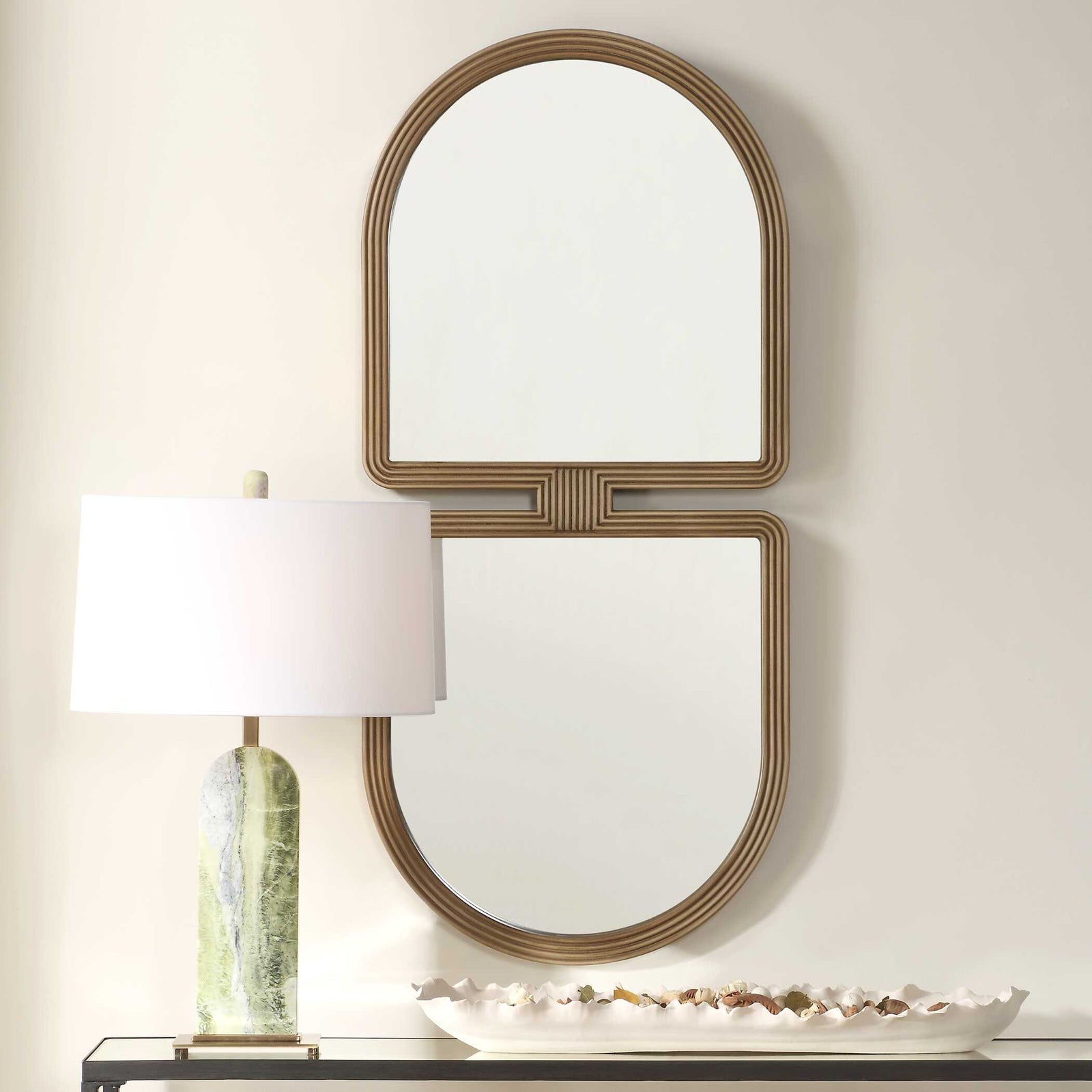 American Home Furniture Uttermost Jacques Art Deco Gold Mirror