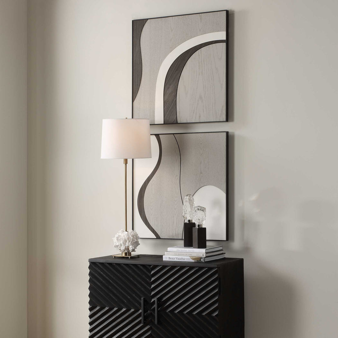 American Home Furniture Uttermost Joel Modern Wood Wall Art Set of 2